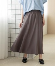【接触冷感】サテンイージーフレアスカート《洗濯機OK》