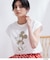 「Mickey Mouse」フロッキープリント フレンチスリーブTシャツ《洗濯機OK》