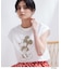 「Mickey Mouse」フロッキープリント フレンチスリーブTシャツ《洗濯機OK》
