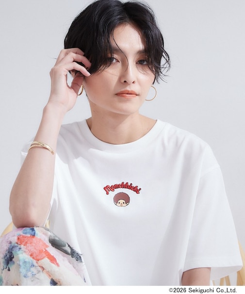 【モンチッチ】フロントプリント&ロゴ刺繍ショートTシャツ《洗濯機OK》