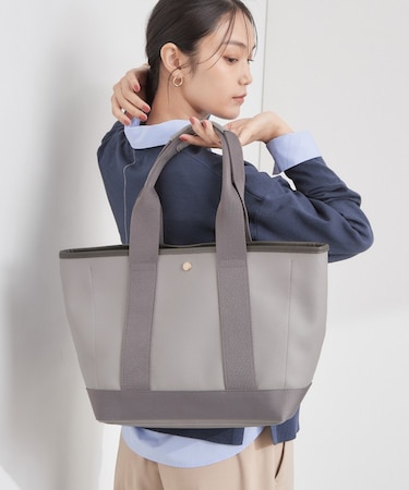 【軽量／A4対応】カラーデザインコンビトートバッグ