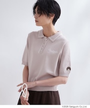 【モンチッチ】刺繍入りポロニット《洗濯機OK》