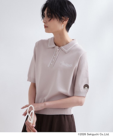 【モンチッチ】刺繍入りポロニット《洗濯機OK》