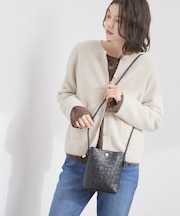 【長さ調整可能】エンボスチェックミニショルダーバッグ