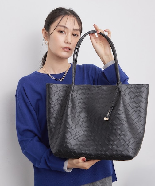 【A4サイズ対応】エンボスチェックBIGトートバッグ