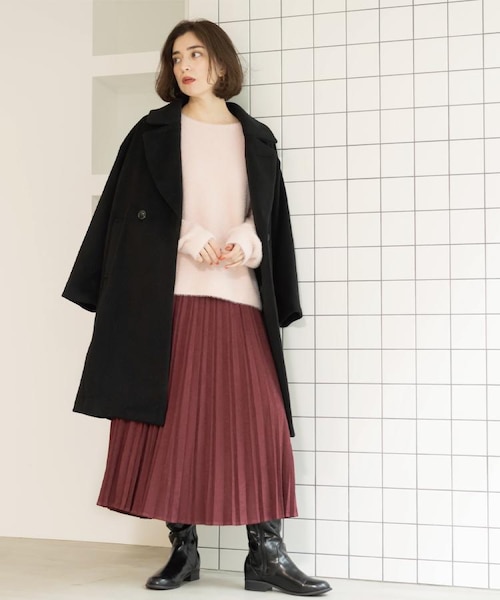 【未使用級 超ロング カシミヤ100%】チェスターコート　XL　チャコールグレー カシミヤブレンド ロングチェスターコート｜オペーク ドット クリップ