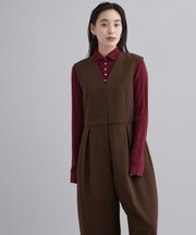 【es】ストレッチVネックオールインワン《洗える》