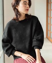 ラメドット柄ジャガードプルオーバーニット