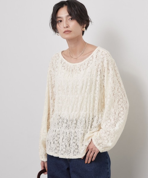 dogswear レースシャーリングブラウス　ハンドメイド レースシャーリングブラウス【洗濯機OK】｜オペーク ドット クリップの
