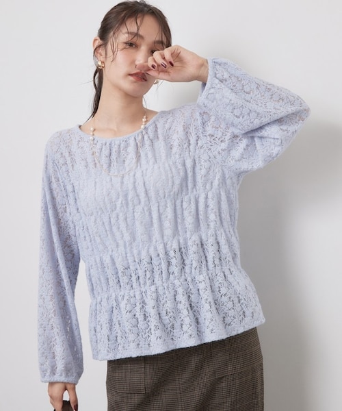 dogswear レースシャーリングブラウス　ハンドメイド レースシャーリングブラウス【洗濯機OK】｜オペーク ドット クリップの