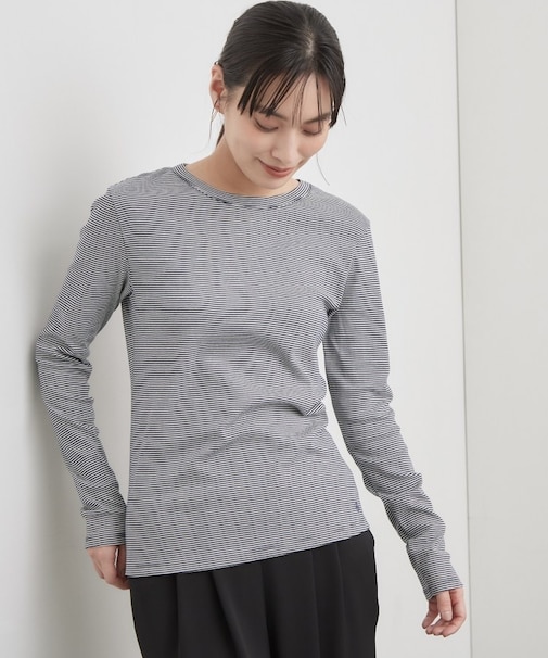 【PETIT BATEAU／プチバトー】ミニマリニエールミラレクルーネック半袖Tシャツ