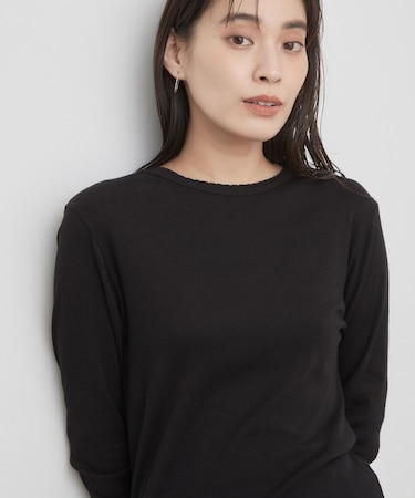 【PETIT BATEAU／プチバトー】ポワンココットクルーネック長袖Tシャツ