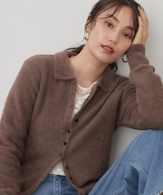 シャギー衿付きニット【洗濯機OK】