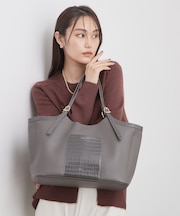 【A4サイズ対応／持ち手長さ調整可能】クロコデザインシュリンクトートバッグ