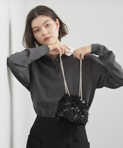 【2WAY】フェザースパンコール巾着ミニショルダーバッグ