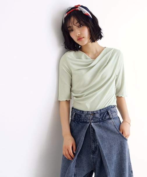 ドレープカットソー【洗濯機OK/シワになりにくい】