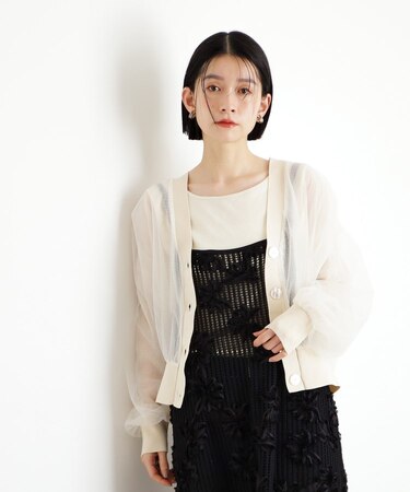 シアー重ねカーディガン【洗える】