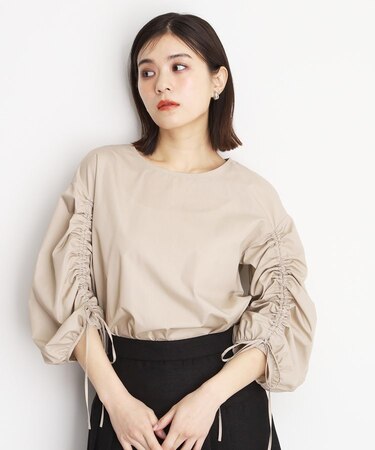 袖シャーリングブラウス【洗濯機OK】