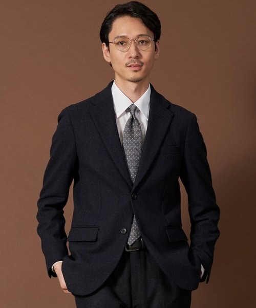 カシミヤ混ピンヘッドジャケット【セットアップ可/ビジネス対応