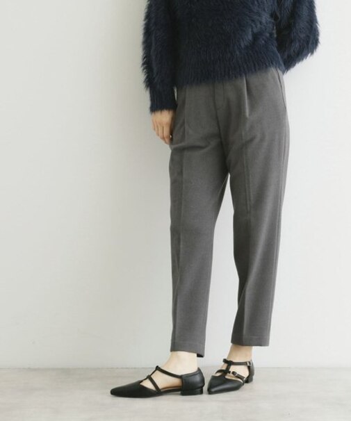 【洗える】両面起毛テーパードパンツ