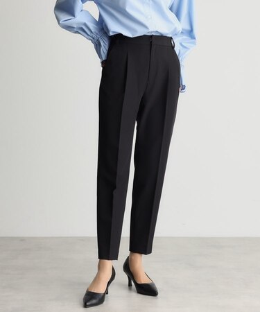 【汚れ防止/シワになりにくい/セレモニー/通勤】ダブルクロステーパードパンツ/洗える/サスティナブル