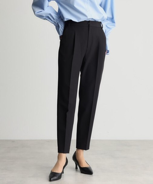 【汚れ防止/シワになりにくい/セレモニー/通勤】ダブルクロステーパードパンツ/洗える/サスティナブル