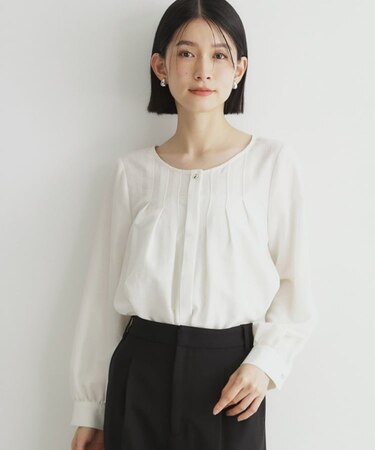 【セレモニー/通勤】フロントタックブラウス