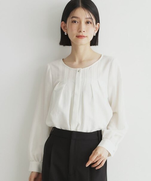 【セレモニー/通勤】フロントタックブラウス