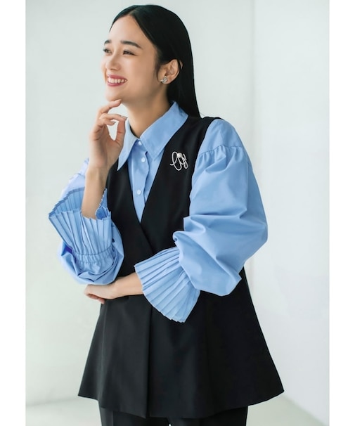 【汚れ＆シワが付きにくい/セレモニー/通勤】ダブルクロスジレ/洗濯機OK