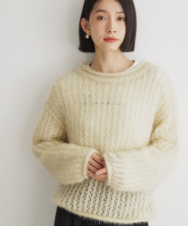 【毛玉になりにくい】ラメメッシュニット/洗える