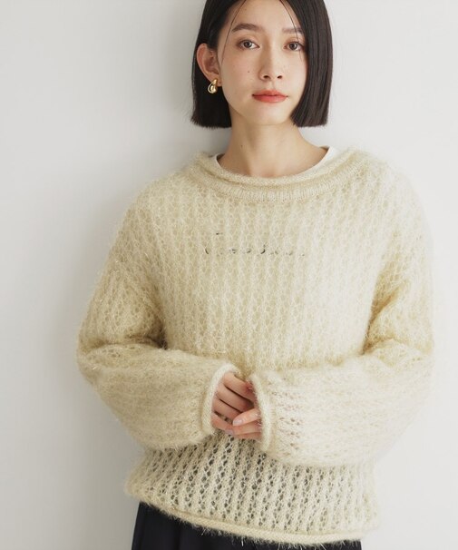 【毛玉になりにくい】ラメメッシュニット/洗える
