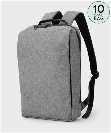 【薄型/満員電車対応】10ポケット軽量バックパック ON・OFF兼用／PCポケット付き
