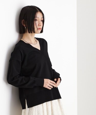 【毛玉になりにくい】さらっとキレイVネックニット/洗濯機OK