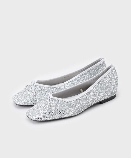 グリッターラメバレエスクエアトゥー