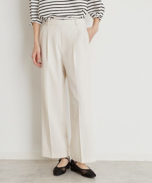 【XS-XLサイズ】麻調ワイドパンツ/洗濯機OK/from the VOICE