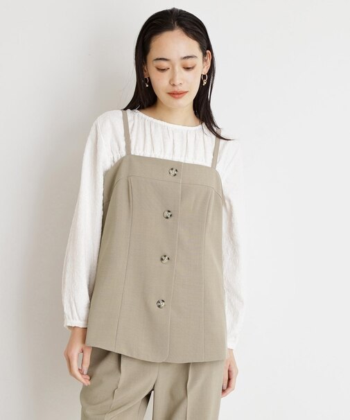 麻調キャミビスチェ【洗濯機OK】