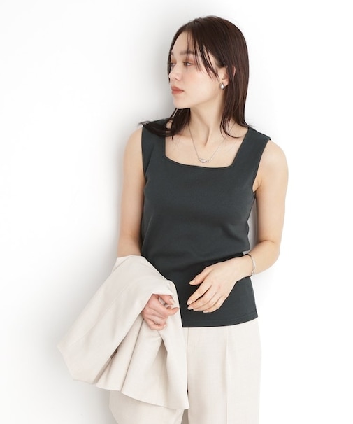 【前後2WAY】スクエアリブタンク/洗える