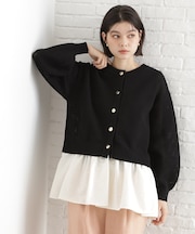 布帛ドッキングメッシュカーデ