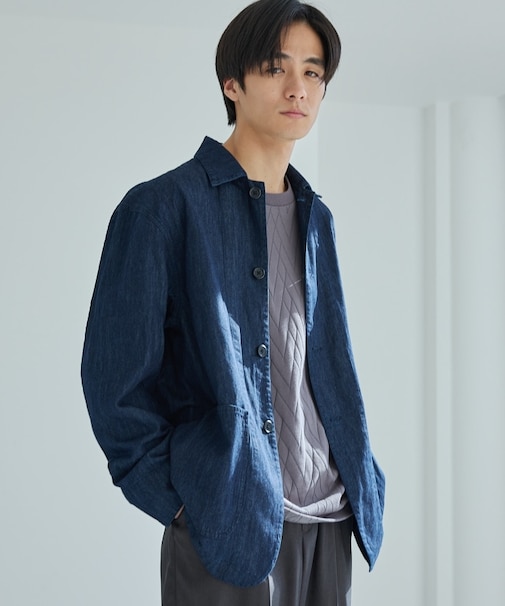 綿麻デニムカバーオール　セットアップ可