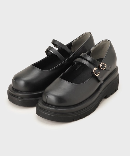 ダブルストラップ厚底シューズ