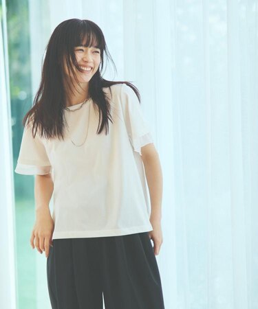 袖シアーTシャツ【接触冷感/洗濯機OK】