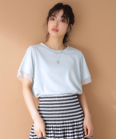 袖シアーTシャツ【接触冷感/洗濯機OK】
