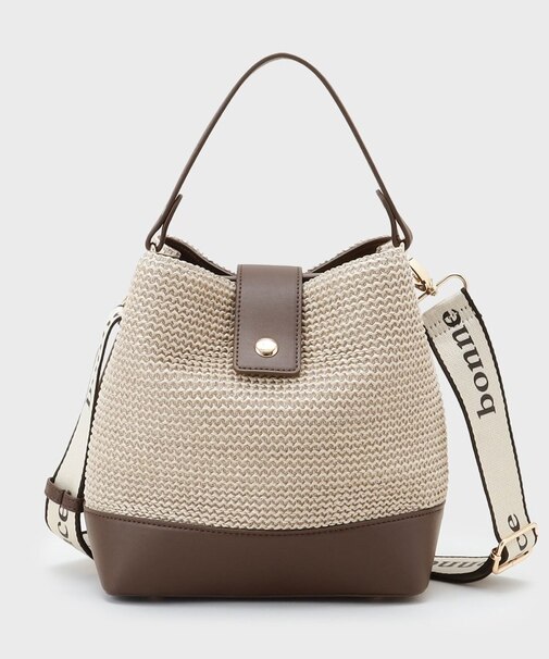 合皮×雑材コンビバック【ロゴベルト付】