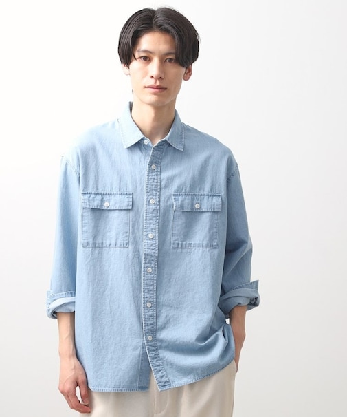 リネンブレンドデニムシャツ