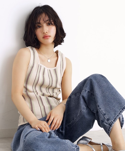 ランダムガータータンク【前後2WAY/洗濯機OK】