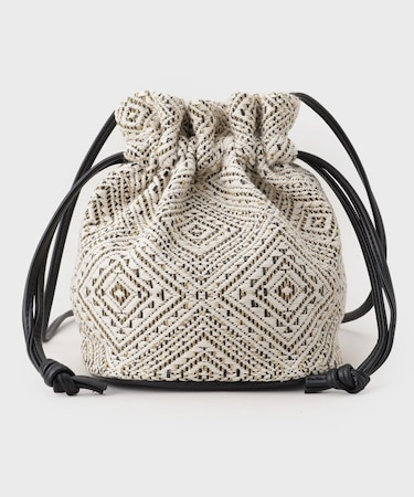 ラメ幾何柄ショルダー巾着バッグ