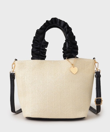 雑材フリルハンドバッグ