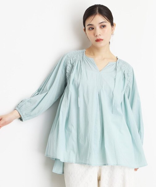コットンシャーリングブラウス【洗える】