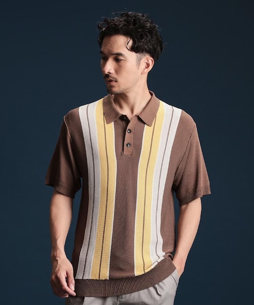 FR2 梅　ストライプニットポロシャツ FR2 梅 ストライプニットポロシャツ THE CASUAL｜ライン