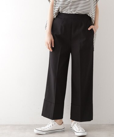 麻混ワイドパンツ【洗える】